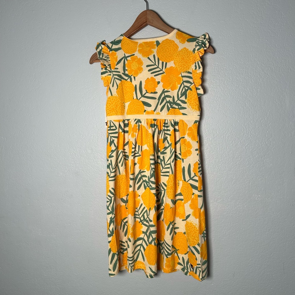 Tea Collection Wrap Neck Marigold Delight Yellow Floral Midi Dress cotton - Picture 9 of 12